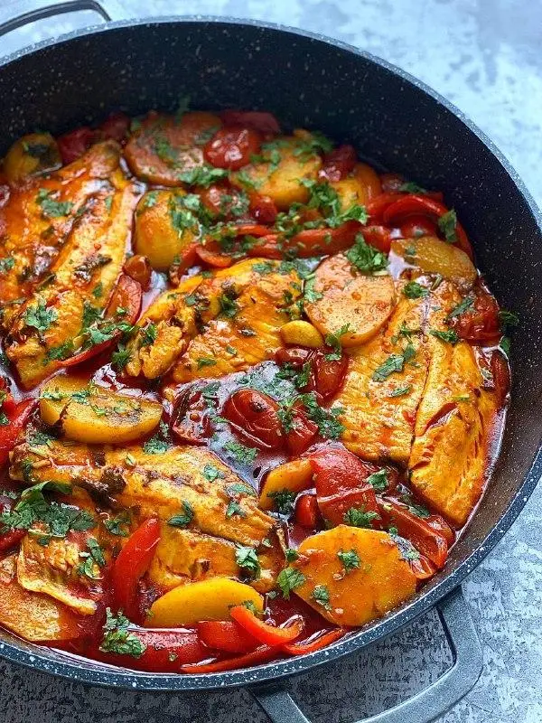 Fish in red sauce